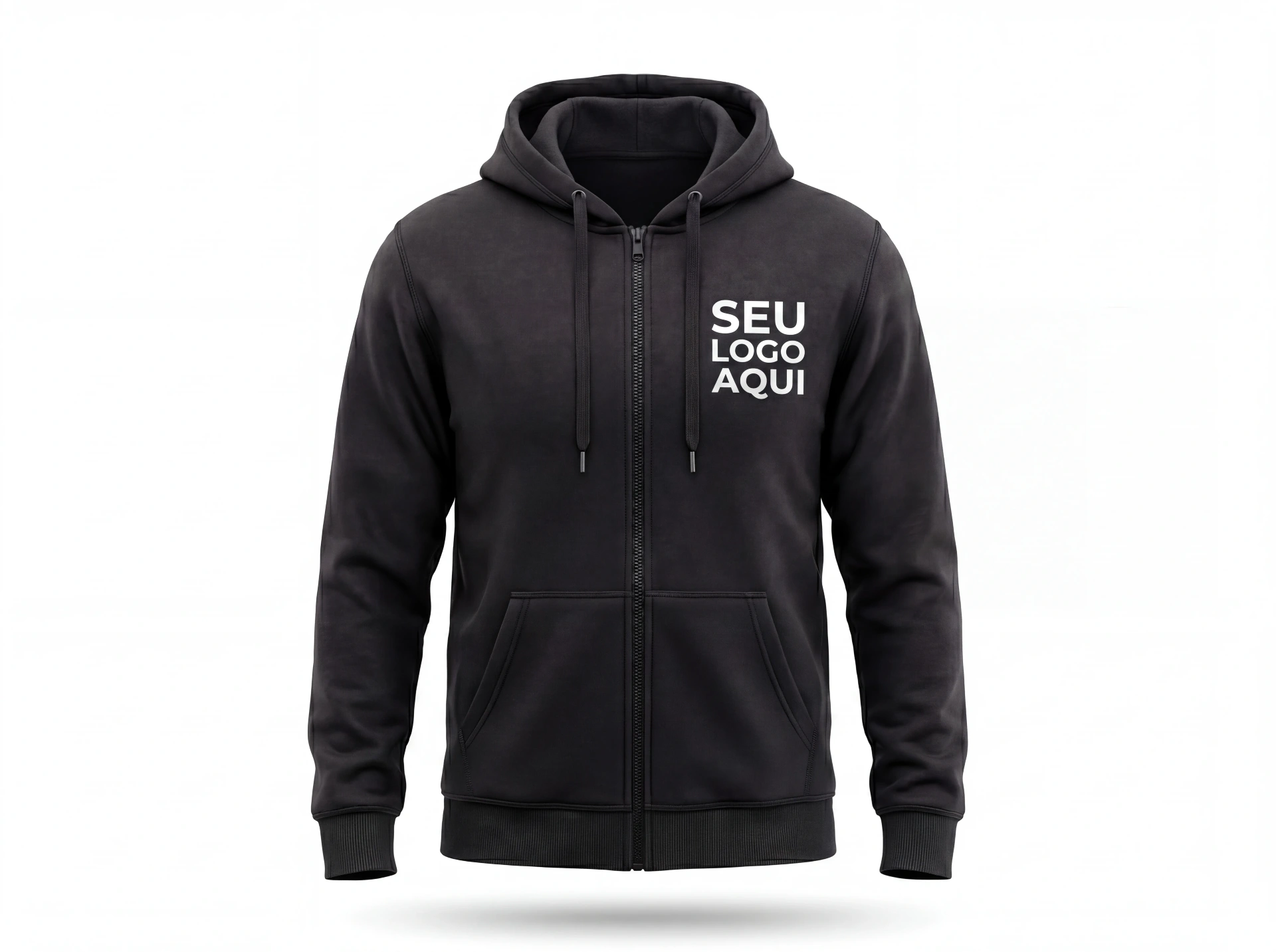 Referência Moletom Personalizados — vista frontal, lateral e traseira com área de logo