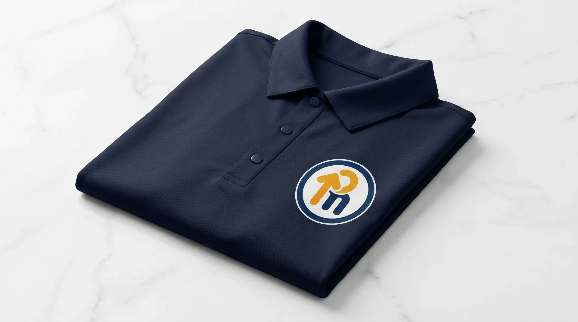 Referência Polo Personalizada Premium com Botões | Sua Logo em Destaque — vista frontal, lateral e traseira com área de logo